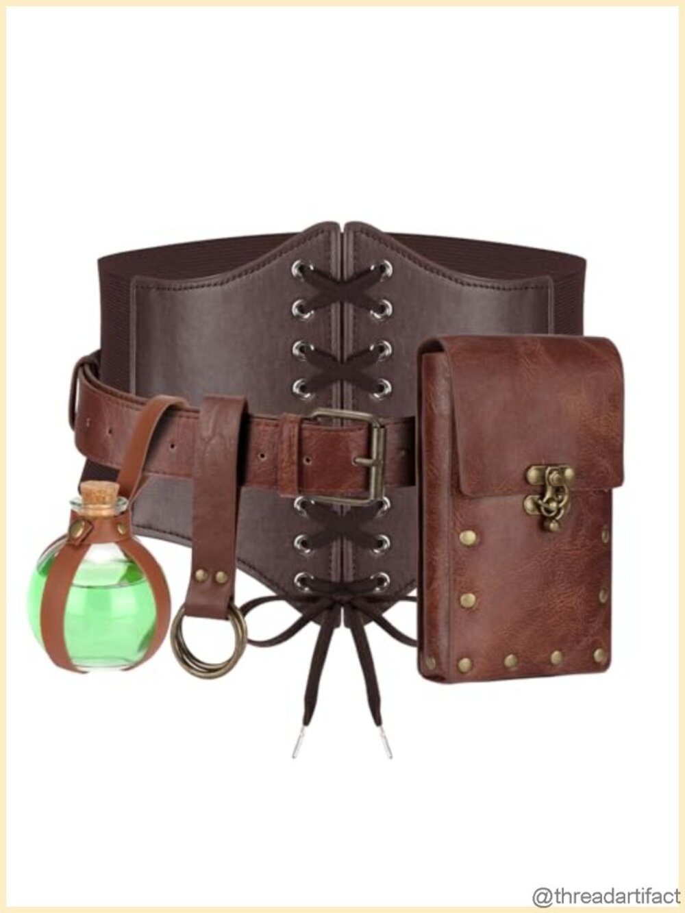 PU Leather Renaissance Corset Belt Pouch Medieval Costume Accessories